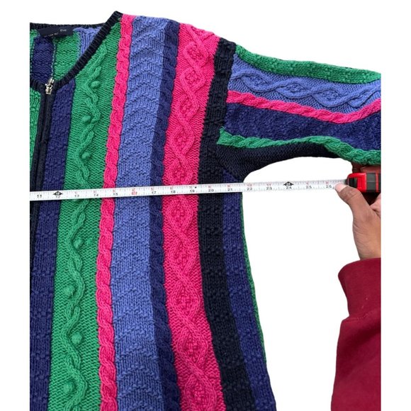 Eagle's Eye Color Block Multicolor Full Zip Vtg‎ Knit Sweater Woman's XL | - Picture 5 of 6